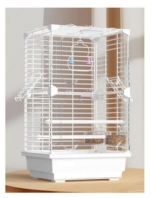 guiling-1986 Vogelkäfig Papageien-Vogelkäfig, Acryl-Front, Landschaftsbeobachtungskäfig, vertieftes Chassis, ziehbar und leicht zu reinigen Vogelhaus(Weiß)