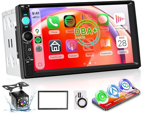 DAB Double Din Car Stereo with Wireless CarPlay Android Auto | Hodozzy 7 HD IPS Touchscreen 2 Din Car Radio with Bluetooth 5.2 EQ FM SWC Reverse Camera+USB/TF Card/Aux Ports+Frame
