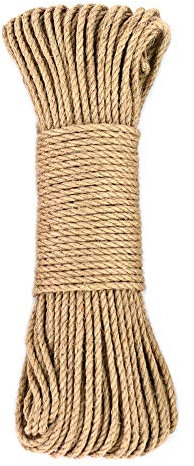 Hemp Rope for Cat Tree and Tower, DIY Cat Scratcher Sisal Rope for Cat Scratching Post Tree Replacement, Playing Flexible Scratching Pad (0.25inch x 66ft)