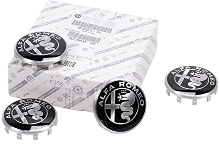 Alfa Romeo Radnabendeckel Logo Schwarz-Weiß 4er Set für Giulia, Stelvio OE 71808019