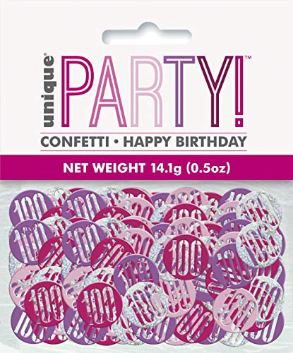 Konfetti zum 100. Geburtstag - 14 g - Glitzer Rosa & Silber Geburtstag