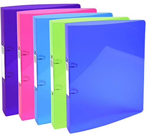 Exacompta 5 semi-Rigid Ring Binders PP Iderama A4 2 Rings Assorted