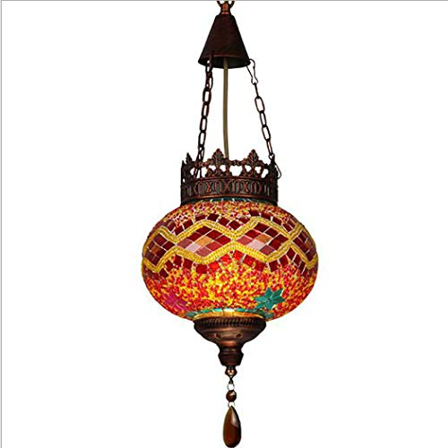 AIBOTY Pendelleuchte, Marokkanischer Stil, Mosaik Glas, Handgefertigt, Decke Anhänger, Hängelampe, Kronleuchter, Durchmesser 20 cm, Abhängelänge 60 cm, Antik Bronze