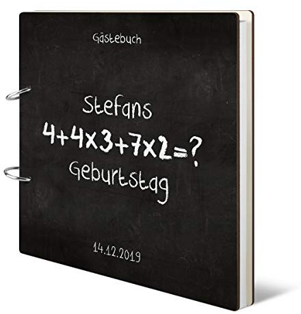 Runder Geburtstag Gästebuch individuell bedruckt 215x215mm inkl. 144 Naturpapier Innenseiten 30 Jahre - Rechenaufgabe