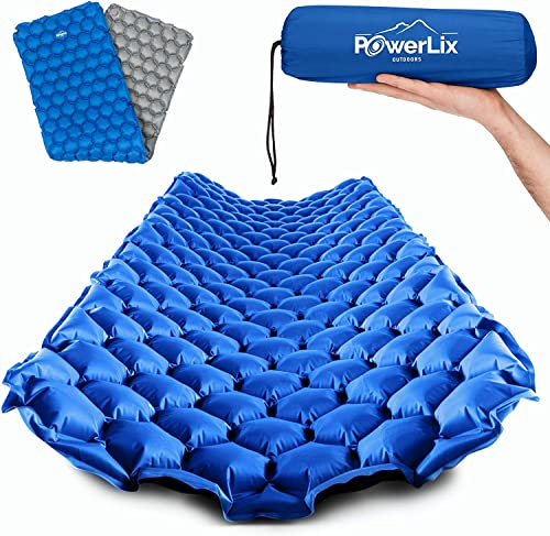 POWERLIX Isomatte Camping Outdoor Luftmatratze - Ultraleichte Aufblasbare Isomatte, kompakte und leichte für Outdoor, Camping,Rucksackreisen, Wandern - Aufblassack, Tragetasche, Reparaturset