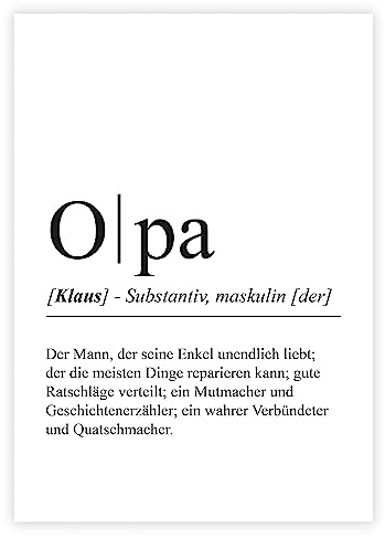 Personalisiertes Definitionsposter „OPA“ zum Geburtstag, Bedanken, bester Opi, Weihnachtsgeschenk, Großvater, Enkelgeschenk, Vorfreude