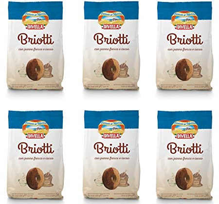 6x Divella Briotti Shortbread Kekse mit frischer Sahne und Kakao 400g biscuits cookies Italienische Kekse