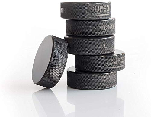 Hockey Revolution Offizieller Eishockey 8 Pucks – hergestellt in Tschechien – haltbarer Gummi mit glatten Seiten, genoppten Seitenwänden – Regulationsgröße – Durchmesser 7.6 cm, 170 g, schwarz