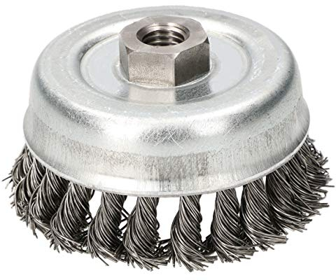 KOTARBAU® Cepillo de alambre trenzado 100mm, Cepillo de copa con alambre, Rosca M14, Cepillo para amoladoras angulares, Apto para metal y piedra, Cepillo de vaso para eliminar musgo, suciedad y óxido