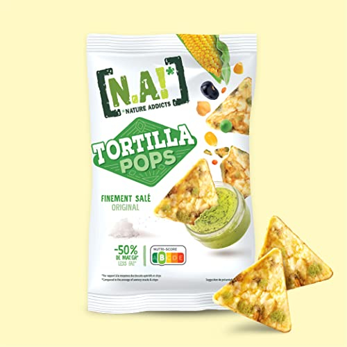NA! NATURE ADDICTS Tortillas Pop Finement Salé Soufflées à Base de Maïs/Légumineuses 80 g