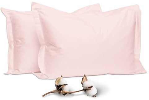 Pizuna Coton Peigné Set de 2 Taies d'oreiller 50x75 cm Rose Clair, 100% Coton Longue Tige 400 Fils Armure Satin Taies d'oreiller Douces 50x75 en Coton (Rose Clair taies d'oreiller 2 Pièces)
