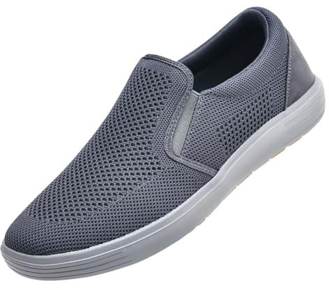 konhill Hombres Slip On Zapatos Entrenadores - Casual Transpirable Cómodo Malla Caminar Zapatos Vestido Sneaker Mocasines EU 42 Gris Oscuro