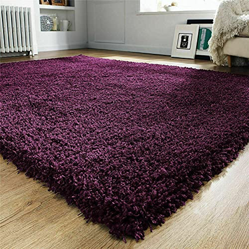 PRIME PLUS EXTRA THICK HEAVY 5CM PILE SOFT SHAGGY RUGS MODERN AREA RUGS BEDROOM HALL RUGS (Purple, 160 x 230)