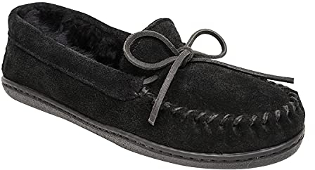 Minnetonka Damen Schaffell Hardsole Moc Mokassin, Schwarz, 36.5 EU