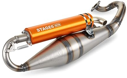 Auspuffanlage Stage6 Pro Replica MK2 mit Zulassung, orange für Minarelli liegend/China 2-Takt
