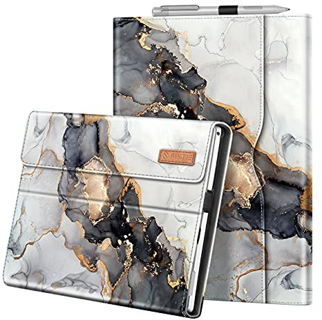 FINTIE Portfolio Case for Microsoft Surface Pro 7+/7/6/5/4/3, 12.3-inch Business Cover with Pocket, compatible with Type Cover Keyboard, Cloudy Marble