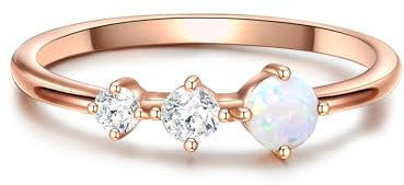 GLANZSTÜCKE MÜNCHEN Damen Ring 925/- Sterling Silber roségold | rosévergoldet 14 Karat, Solitärring, Zirkonia, weiß