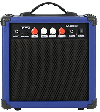 3rd Avenue Gitarrenverstärker 15 W mit Kopfhörerausgang, Overdrive-Schalter, 2-Band-EQ, Klang-/Gain-Poti – Tragbar und kompakt – in Blau