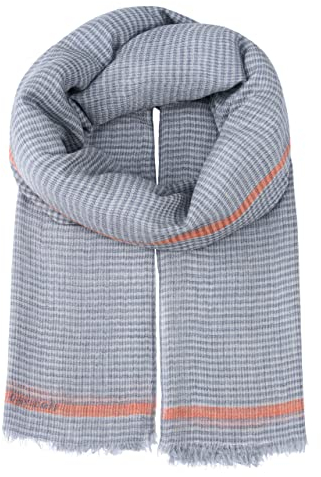 DAVIDOFF PARIS Herren Schal Grau/Orange – eleganter Schal aus 100% Wolle – leichter Wollschal mit Clous de PARIS Muster und Akzenten Orange
