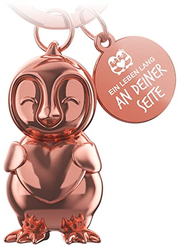 FABACH Pinguin Schlüsselanhänger Frosty mit Herz - Glücksbringer Pinguin Geschenke Freundin - Partner Geschenke Liebe Schlüsselanhänger Paare Jahrestag - Gravur Ein Leben lang an deiner Seite