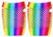 TACKTIMES Damen Fingerlose Handschuhe Armstulpen Regenbogen Bunt Farbe Netzhandschuhe Party Fasching Karneval 80er Jahre Zubehör Kostüme (Einheitsgröße, Bunt kurz)