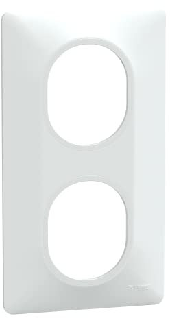 Schneider Electric - Ovalis - Plaque de finition - 2 postes Vertical - entraxe 71 mm - Blanc - S320724