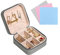 FuninCrea Jewellery Box Organiser for Women, Mini PU Leather Travel Jewelry Storage Case with 3pcs Silver Cloth for Rings Earrings Necklace, Portable Jewelry Case for Girl, Wife, Mother (grey)