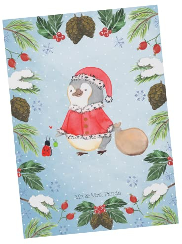 Mr. & Mrs. Panda Postkarte Pinguin Nikolaus - Geschenk, Dankeskarte, Wintermotiv, Einladungskarten Geburtstag, Einladungskarte, Einladung Geburtstag,