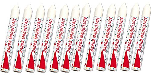 Barra de Pintura Facial Infantil Halloween Carnaval - Maquillaje de Cara para Fiesta No Toxica Pack 12 Barras de Color Blanco