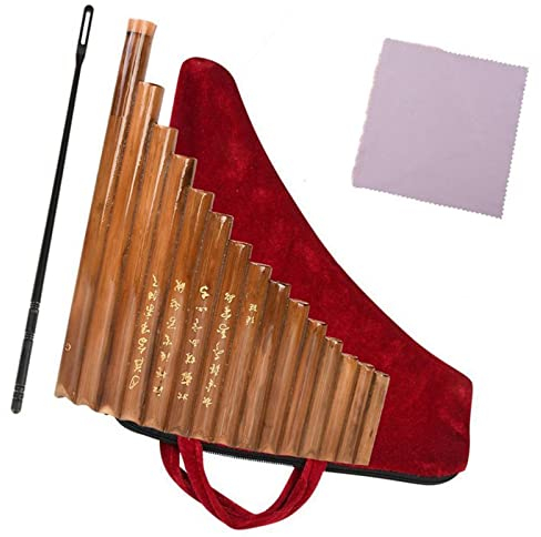 ALFAAL Panflöte Für Linkshänder, Leicht Zu Erlernen, 15 Pfeifen, Traditionelles Chinesisches Musikinstrument, Panflöte Panflöte für Anfänger