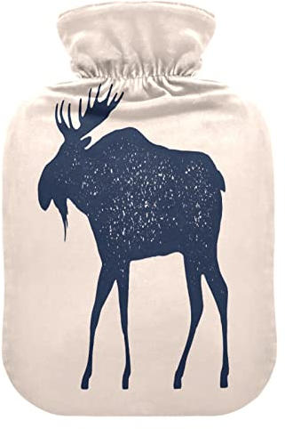 YOUJUNER Wärmflasche mit Vintage Elch Wild Deer Cover 2 Liter große Wärmflasche Warm Komfort Handfüße Wärmer