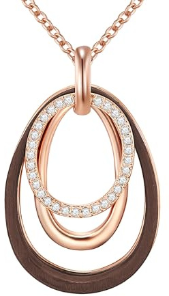 Lulu & Jane Damen Kette Metall-Legierung roségold | rosévergoldet 14 Karat, Ankerkette, verziert mit Kristallen, weiß, Karabinerverschluss