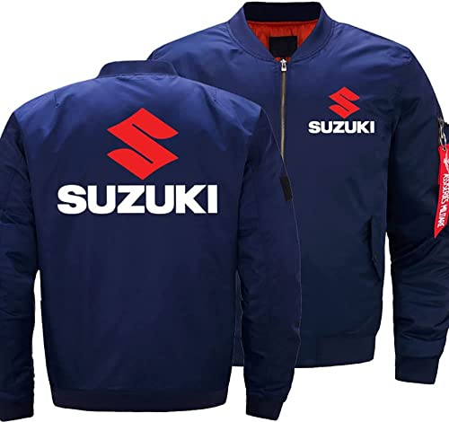 Herren Stehkragen Strickjacke Sweatshirt Bomberjacken Winddichte Für Suzuki Print Leicht Fliegeranzug Oberbekleidung Baseballjacke Mit Reißverschluss Taschen,A,4XL