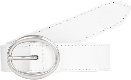 Calvin Klein Jeans Damen Gürtel Classic Round Lthr Belt25Mm aus Leder, Weiß (Bright White), 70 cm