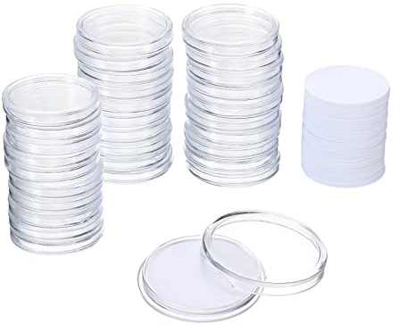PATIKIL 25mm/1 Durchm NFC Etiketten mit Box 30 Pack NTAG215 Münzschild 504 Bytes Leere Rund Chipkarte Tag Voll Programmierbar für Handy NFC-fähiges Gerät