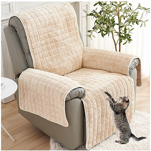 Sofa Armlehnenbezüge, Sesselschoner Sesselauflage, Fernsehsessel Schutzbezug Anti-Rutsch, Relaxsessel Bezüg Sesselüberzug für Zuhause mit Kindern und Haustieren Hund (Beige,2 Sitz (116*190cm))