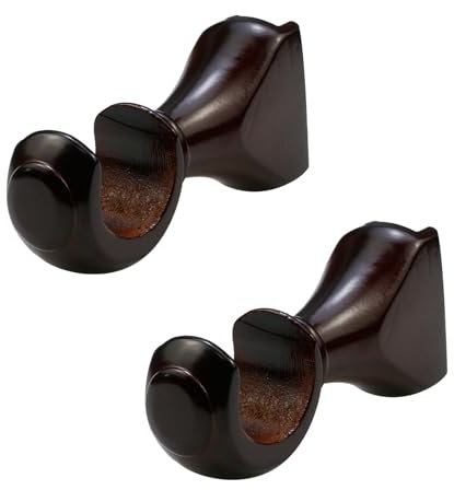 KUMGROT Set di supporti per bastone da tenda in legno, staffe e ganci per finestra, Rosso e marrone., 35mm/1.37, Retro