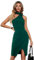 KOEMCY Robe sans Manche Femme Asymétrique Col Drapé Robes Chic Et Elegant Cocktail Soirée Fendue Milongue Summer Dress Moulante Élégante pour Fête Cérémonie Mariage