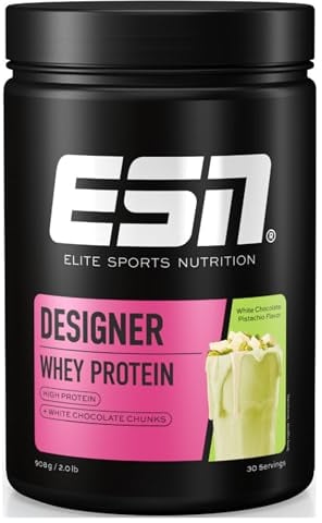 ESN Designer Whey Protein Pulver, White Chocolate Pistachio, 908 g, bis zu 23 g Protein pro Portion, ideal zum Muskelaufbau und -erhalt - made in Germany