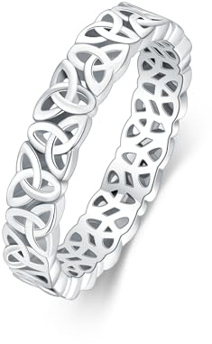 Molioaki Damen Ringe Silber 925 Kettenring Cuban Link Ring Keltischer Knoten Ring Zirkonia Ketten Ring Größe 50(15.9)bis 60(19.2) Ringe für Freundschaftsring Paaring