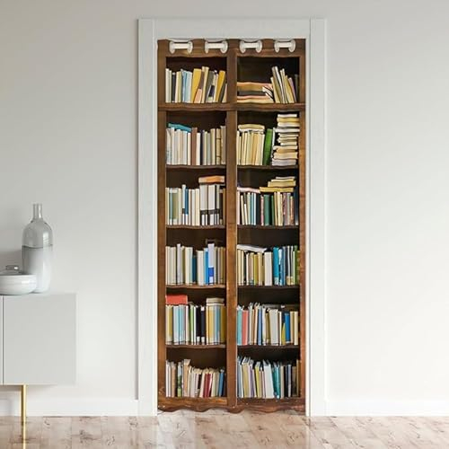 CTQTZ Vintage-Bücher Türvorhang, 86x203cm(BxH) Blickdicht Thermo Gardinen Vorhang Bücherregal Bücher Blackout Vorhang mit Ösen für Schlafzimmer Tür Schrank Vorhang