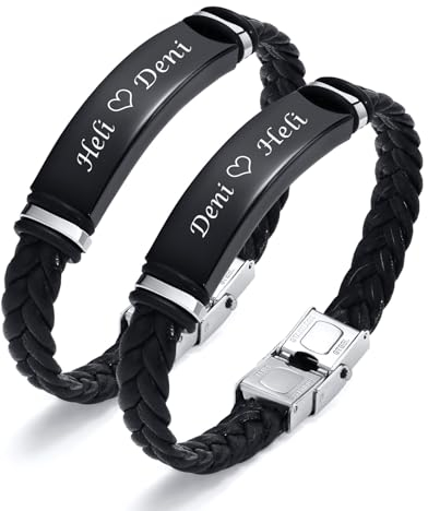 Partner Armbänder gravur Herren Damen - Verstellbare Lederarmbänder für Männer Frauen Geschenk für Geburtstag Abschlussfeier Freundschaftsarmband Personalisierte Armbänder für Paare und Bester Freund