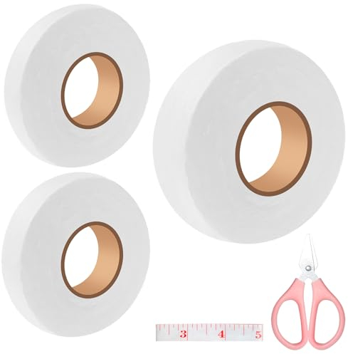 Sheryl&Rain 3 Rollen Saumband zum Aufbügeln Waschfest 1.5mm 2mm 2.5mm Bügelband Statt Nähen,Nahtband zum Aufbügeln,Saumband Selbstklebend,Saumband zum Nähen für Vorhänge Hosen Kleidung (weiß)