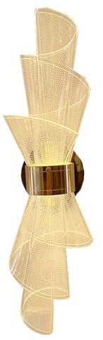 ICEMOB Lampada da parete moderna a LED, applique da parete in acrilico a forma di torcia color oro, applique da parete in ferro da 12 W per comodino, camera da letto, soggiorno, corridoio, illuminazio