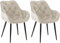 CLP 2er Set Stuhl Tanna Samt I Esszimmerstuhl Mit Armlehne I Gesteppter Polsterstuhl, Farbe:Creme