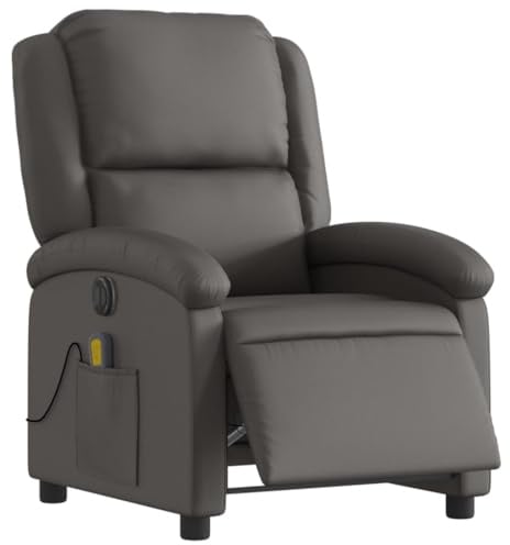 vidaXL Relaxsessel Elektrisch Grau Echtleder