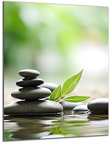 DARO Design - Wand-Bild 6mm HDF 84x56 cm Esoterik Ruhe Steine Wasser - Wand-Deko Bilder Wohnzimmer