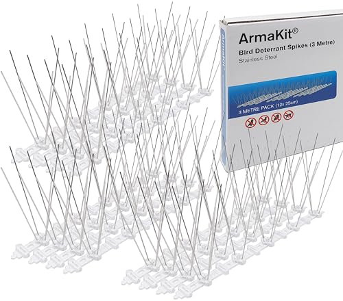 ArmaKit Stainless Steel Anti Bird Spikes For Pigeons (3 Metre) - Humane Anti Pigeon Spikes for Fences, Roofs, Solar Panels, Windows, Chimneys, Balconies - Bird Fence Spikes For Cats, Anti Fox spikes