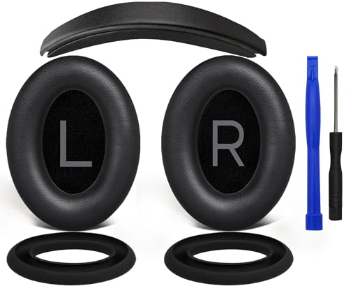 SOULWIT Ear Pads Cushions + Headband + Silicone Earpads Cover Protector, Replacement Kit for Bose QuietComfort 45 (QC45)/QuietComfort SE (QC SE)/New Quiet Comfort Wireless Over-Ear Headphones - Black