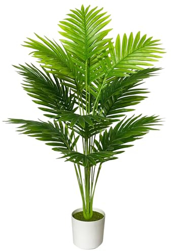 Rozwkeo Artificial Areca Palm Plant Fake Tropical Tree Perfect Faux Plants in Pot for Indoor Outdoor House Home Office Wedding Garden Modern Decoration Housewarming Gift (80cm Tall Palm)
